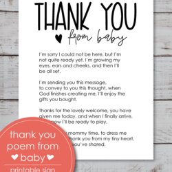 Baby Gift Thank You Card Wording Note For Gifts After Poem Cutest