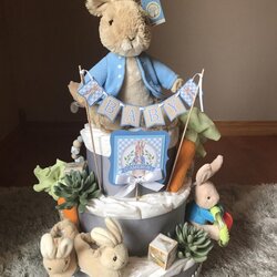 Terrific Peter Rabbit Diaper Cake Tier Baby Shower Boy Centerpieces Themes Cakes Choose Board