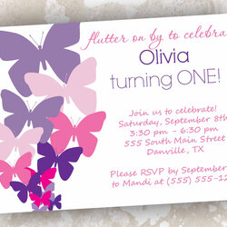 Butterfly Baby Shower Invitations Birthday Invitation Party Printable Template Templates Themed Purple