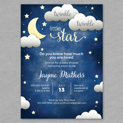 Brilliant Twinkle Little Star Baby Shower Invitation