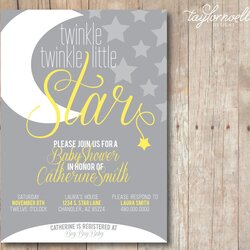 Tremendous Twinkle Little Star Baby Shower Invitations Is One Of The Best Moon Stars Invitation Grey Yellow