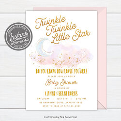 Worthy Paper Invitations Twinkle Little Star Baby Shower Photo