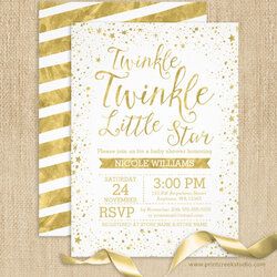 Excellent Gold Twinkle Little Star Baby Shower Invitations Print Creek Invites