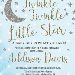 Cool Twinkle Little Star Baby Shower Sprinkle Invitation Boy