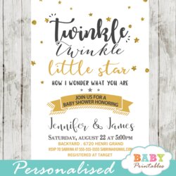 Twinkle Little Star Baby Shower Invitations Gender Neutral Yellow Gold Invitation Theme Decorations Fit