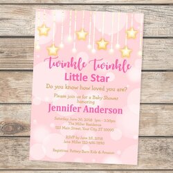 Legit Twinkle Little Star Baby Shower Invitation Pink And