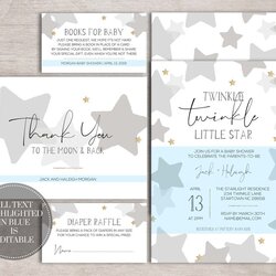 Twinkle Little Star Baby Shower Invitation Pack For