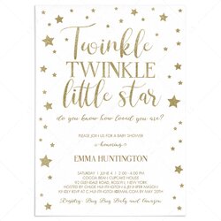 Capital Twinkle Little Star Baby Shower Invitation Template Instant