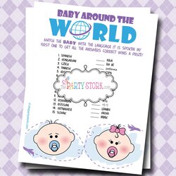 Superb Baby Shower Games Printable Around The World With Languages Game Unique Funny Fun Boy Instant Digital
