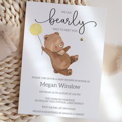Exceptional Teddy Bear Baby Shower Invitation Wait Invites Balloons