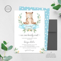 Excellent Bear Baby Shower Invitation We Can Wait