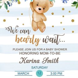 Worthy Baby Bear Boy Shower Invitation We Can Wait In