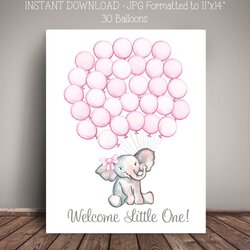 Capital Printable Instant Download Watercolor Elephant Baby Shower Guest Book Alternative Balloons Balloon