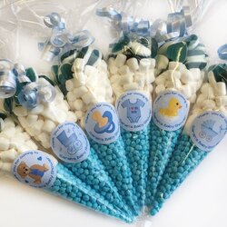 Blue Baby Shower Favours Filled Sweet Cones Party Bags