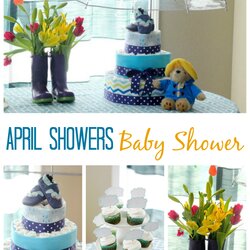 Exceptional April Showers Baby Shower Theme Centerpieces Decor Diaper Cake Rain Boot Whimsy Complete Color