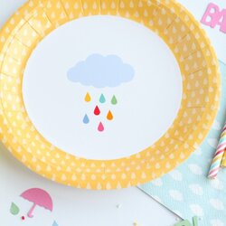 April Showers Inspired Baby Shower Giggles Galore Theme Plates Party Favorite Goods Drink Friends Pretty