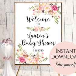 Supreme Welcome To Baby Shower Sign Template Printable Signs Bridal Templates Banner Editable Wedding Menu