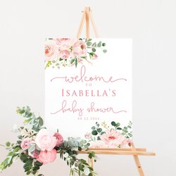 Worthy Sizes Floral Baby Shower Welcome Sign Girl
