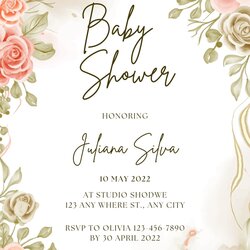 Free Baby Shower Invitations Beige Floral Invitation