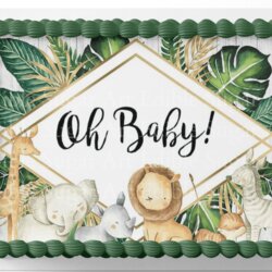 Tremendous Safari Baby Shower Cake Topper Edible Image Jungle Party Decorations