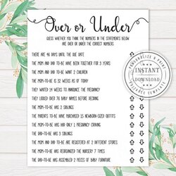 Pin On Printable Baby Shower Games Over Under Game Choose Board Editable