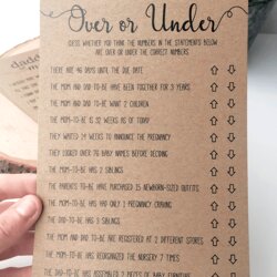 Editable Over Or Under Baby Shower Game