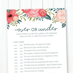 Exceptional Over Or Under Baby Shower Game Printable Pink Blue Australia