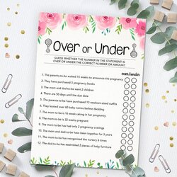 Admirable Over Or Under Baby Shower Game Printable Instant