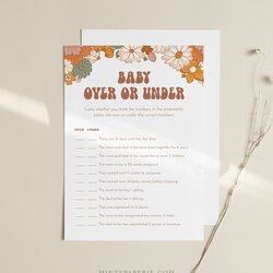 Eminent Over Or Under Baby Shower Game Printable Retro Groovy