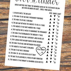 Matchless Over Or Under Baby Shower Game Printable Games