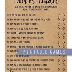 Tremendous Editable Over Or Under Baby Shower Game