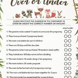 Great Over Or Under Baby Shower Game Printable Instant Download In
