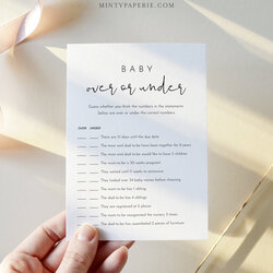 Marvelous Over Or Under Baby Shower Game Printable Minimalist