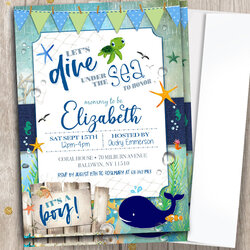 Under The Sea Baby Boy Shower Invitations Nautical Animals Invitation Ocean Mommy Theme Personalized Choose