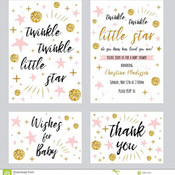 Outstanding Baby Shower Thank You Template Girl Templates Twinkle Little Star Text Regarding Card For