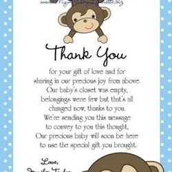 Baby Shower Thank Cards Wording Card Clip Speech Monkey Notes Showers Gifts Visit Save Lynnette Choose Quotes