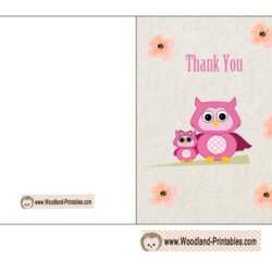 Champion Free Printable Woodland Baby Shower Thank You Cards Cute Girl Card Owl
