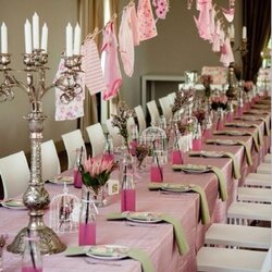 Splendid Glam Baby Shower Showers Table Decoration Girls Decorating Theme Pink Girl Setting Decor Decorate