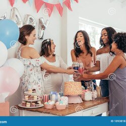 Excellent Images For Baby Shower High Res Stock Attribution Women Toasting Juices Party Group Friends Having