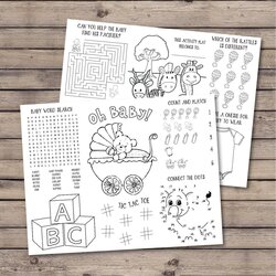 Admirable Baby Shower Activity Coloring Favor Kids Table