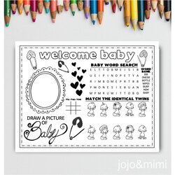 Exceptional Instant Baby Shower Activity Printable Kids Page