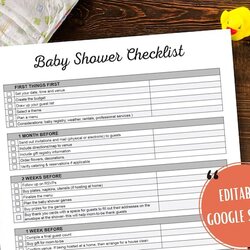Worthy Baby Shower Checklist Editable Google Sheets Template