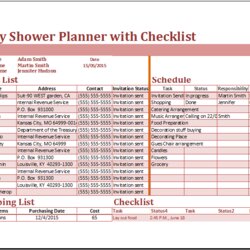 Preeminent Excel Baby Shower Planner With Checklist Template Templates Planning List Docs Event Registry