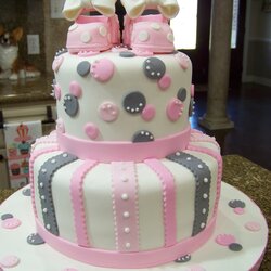 Sterling Pink Gray Baby Shower Cake Cakes Girl Grey Fondant Icing Board Throw Vanilla Covered Shoes Precious