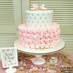 Supreme Baby Shower Girl Pink Gold Cake Cakes Girls Discover