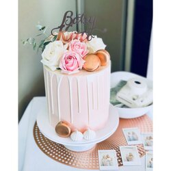 Super Baby Shower Cake Pink And Rose Gold Chocolate Drip Topper