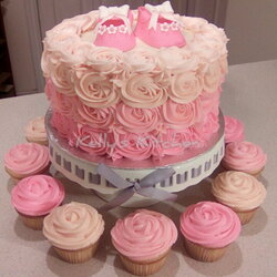 Very Good Rosette Baby Shower Cake Cupcakes