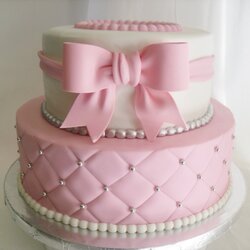 The Highest Quality Made Fresh Daily Quilted Pink And White Baby Shower Cake Cakes Girl Birthday Bow Tier