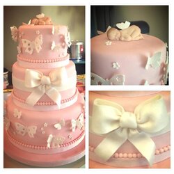 Matchless Baby Shower Cake Pink Butterflies