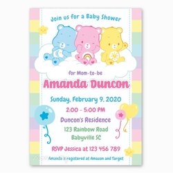 Superior Care Bears Baby Shower Invitation In Printable